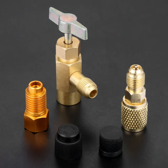 5 sztuk R1234yf czynnik chłodniczy może dotknij 1/2 "ACME LH kobieta 1/4" SAE mężczyzna AC otwieracz do butelek zawór narzędzie zawór