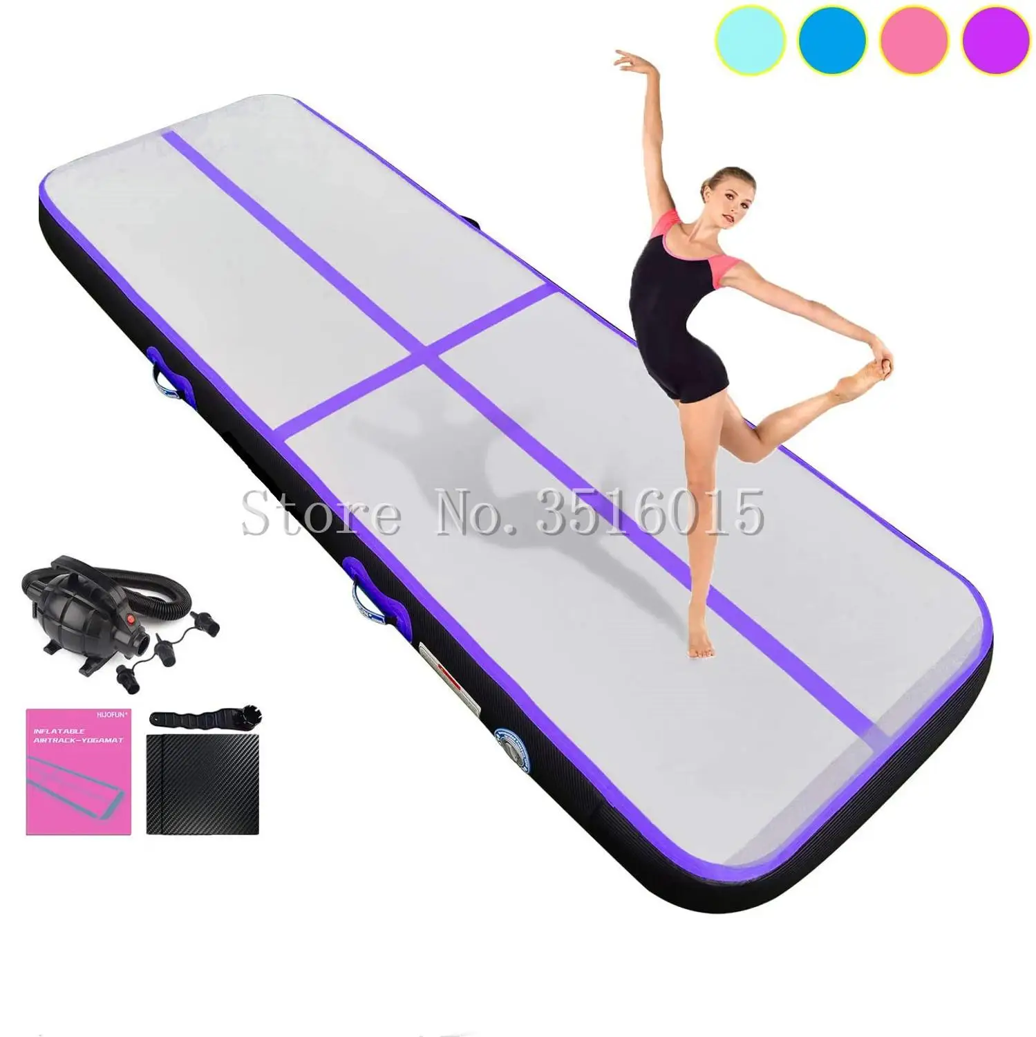 Free Shipping 3m 4m 5m Purple Airtrack Floor Mat Gymnastics Inflatable Gym Mattress Trampoline Eletric Tumbling Mat for Beach