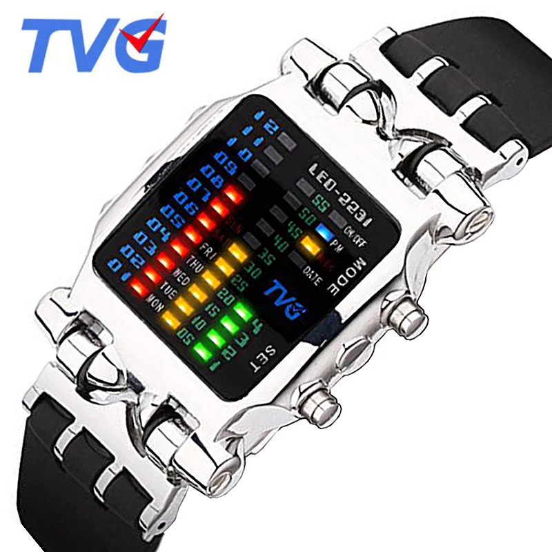 TVG Men Sports Watches Men Led Digital Watches Silicone Strap Electronic Watches Men Clock Relogio Masculino horloge mannen