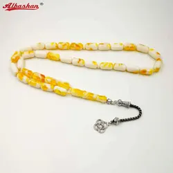 Giallo e bianco Rosario Musulmano tasbih Eid Ramadan islam braccialetto Regalo per eid Tesbih 33 Perline islamico Misbaha dell'uomo braccialetto