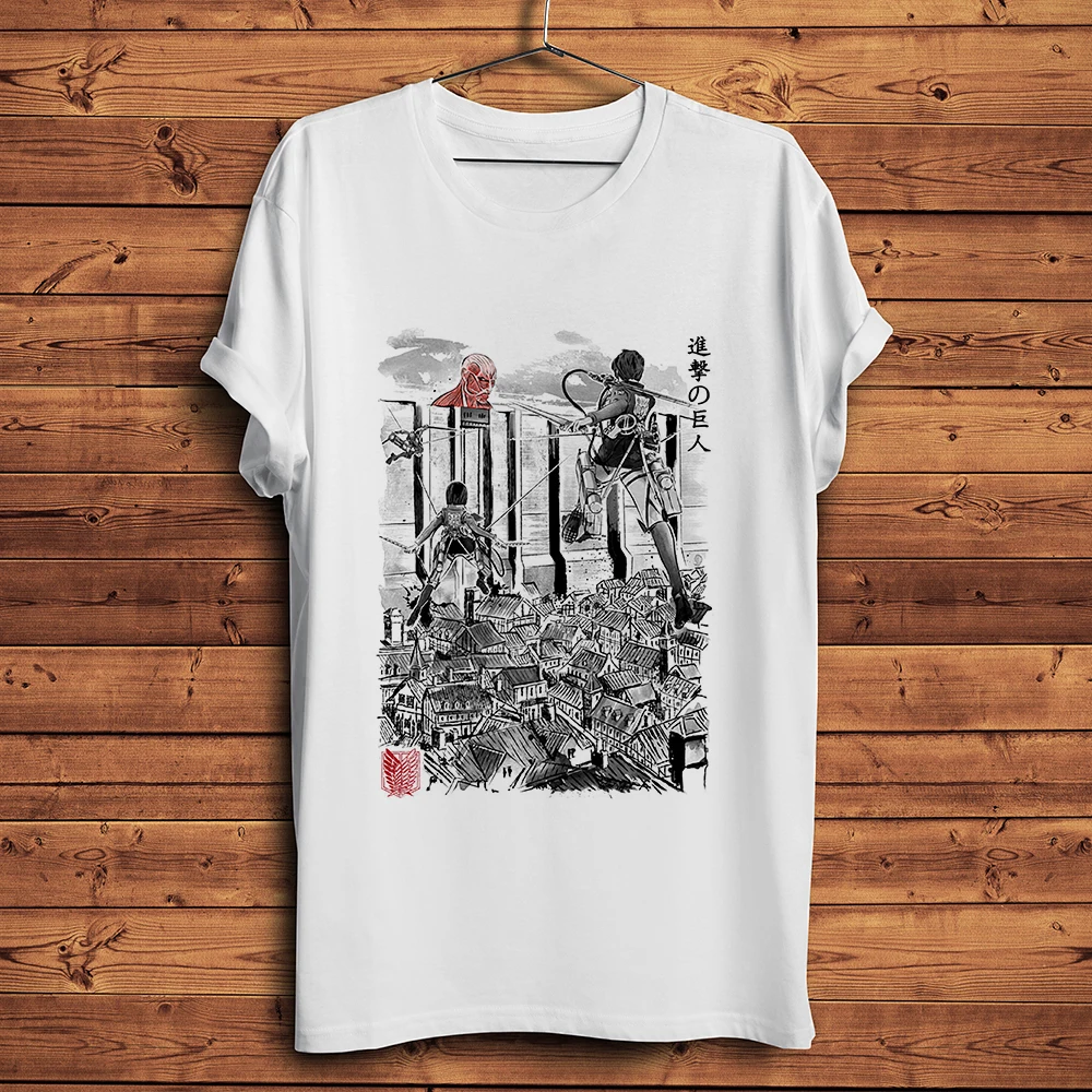 ink AOT titan,attack Flying for Humanity anime t shirt,men summer white casual cool manga short sleeve tshirt,unisex gift tee