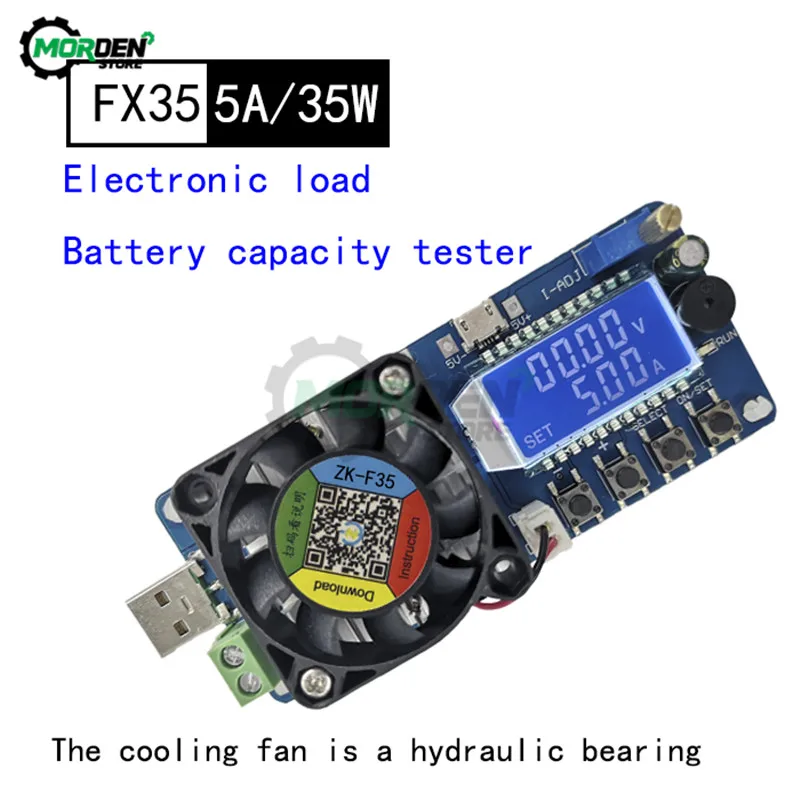 New USB Voltmeter Ammeter Adjustable Electronic Load Tester LED Battery Capacity Power Supply 4A/5A 25W/35W Detector Monitor