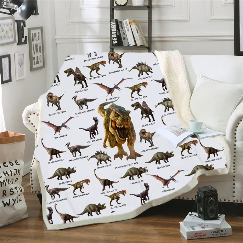 Dinosaur Blanket Bedding Sheet Sofa Cover Throw Nap Blanket As Mat Travel Picnic Home For Adults Kids on Bed Crib Plane Cobertor