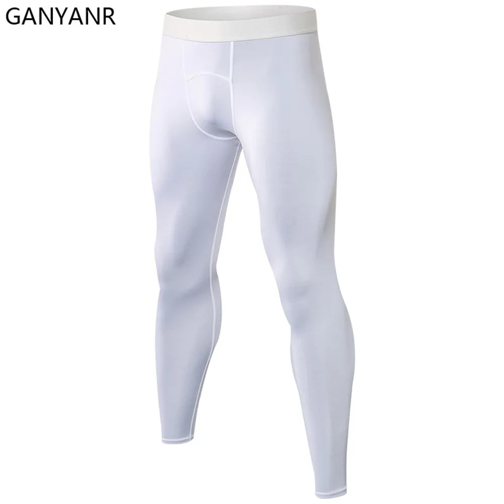 GANYANR Running Tights Men Compression Pants Leggings Sportswear Gym Fitness Sport Sexy Basketball Yoga Training Workout Long
