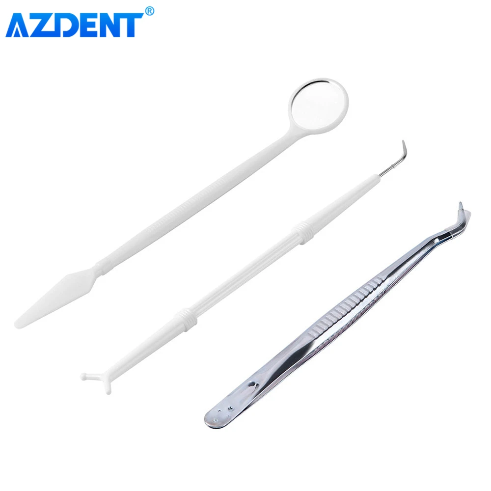 10 paczek Dental jednorazowe szczypce lustrzane Explorer Kit AZDENT Instrument 3 sztuk/zestaw stomatologia materiały eksploatacyjne dentystyczne