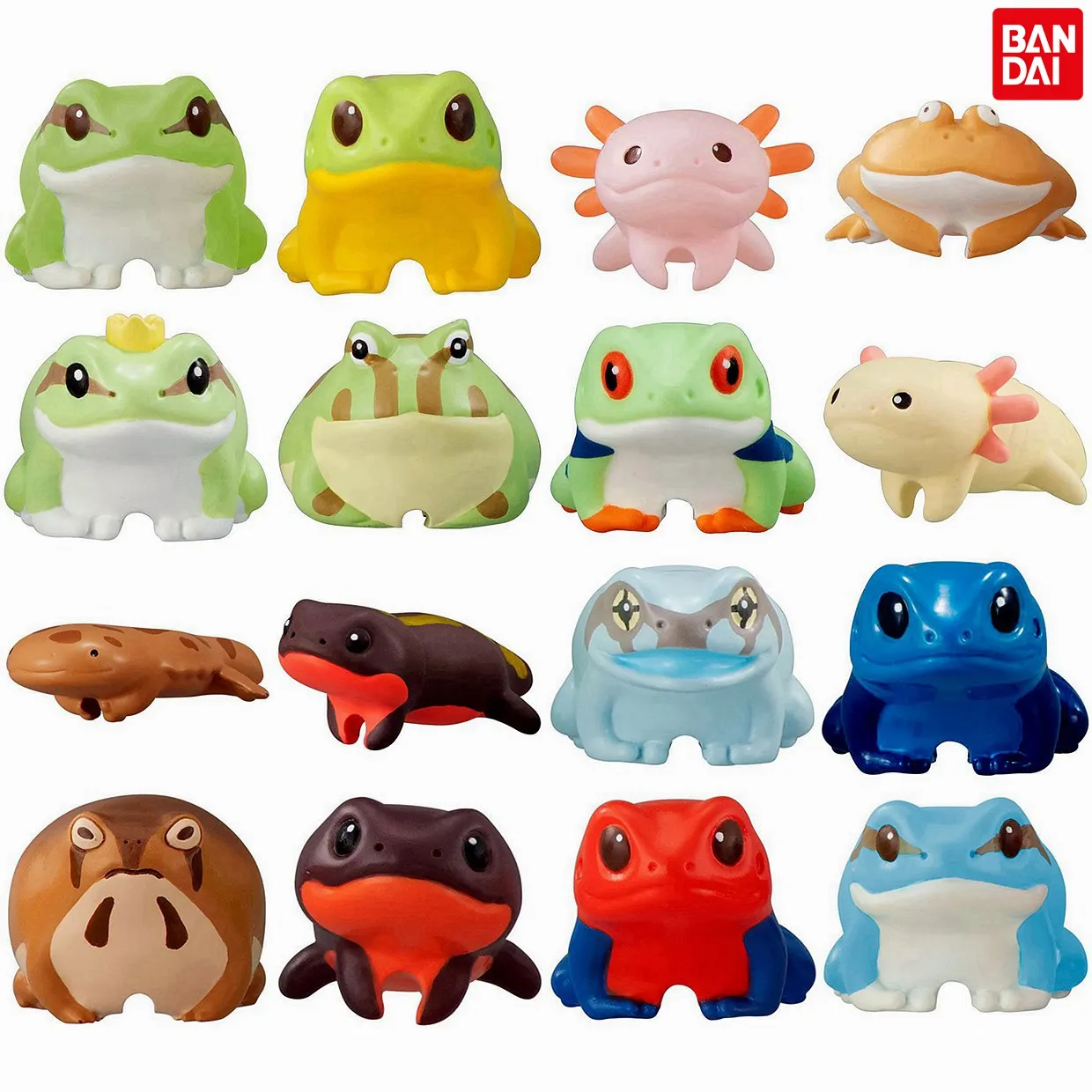 Bandai Genuine Gashapon Toys Amphibian on Data Line Q Version Frog Azureus Horned Frog Popular Action Figure Ornaments Toys