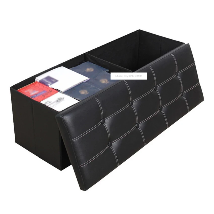 10066 PU Leather Density Board Foldable Storage Stool European Style Storage Footstool Shoe Changing Bench Fitting Room Stool