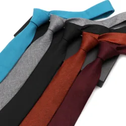 Corbata de cuello para hombre, corbatas ajustadas de lana y algodón, de colores sólidos, suaves y a la moda, corbatas pequeñas de negocios de diseñador, novedad