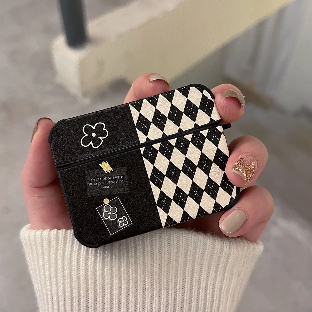 Funda de cuero con etiqueta de flores para auriculares Airpods 1, 2 Pro, 3. ª, bonita funda con gancho para auriculares Bluetooth