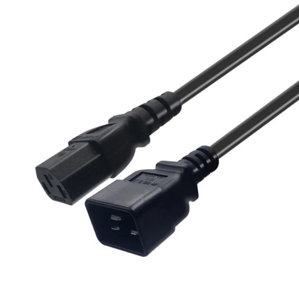 Zwarte 1.0M 2.0M 3.0M PVC Koper IEC320 C13 C14 C15 C19 C20 Verlengsnoer 10A / 16A Laadkabel