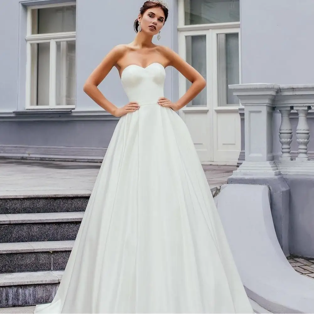 Vestido De novia De manga larga 2 en 1, prenda De vestir con cuello De barco y botones, De satén, color blanco, 2021