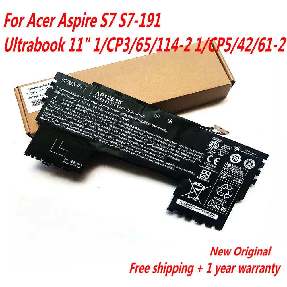 NEW 7.4V 3790mAh/28WH AP12E3K Laptop Battery For Acer Aspire S7 S7-191 Ultrabook 11