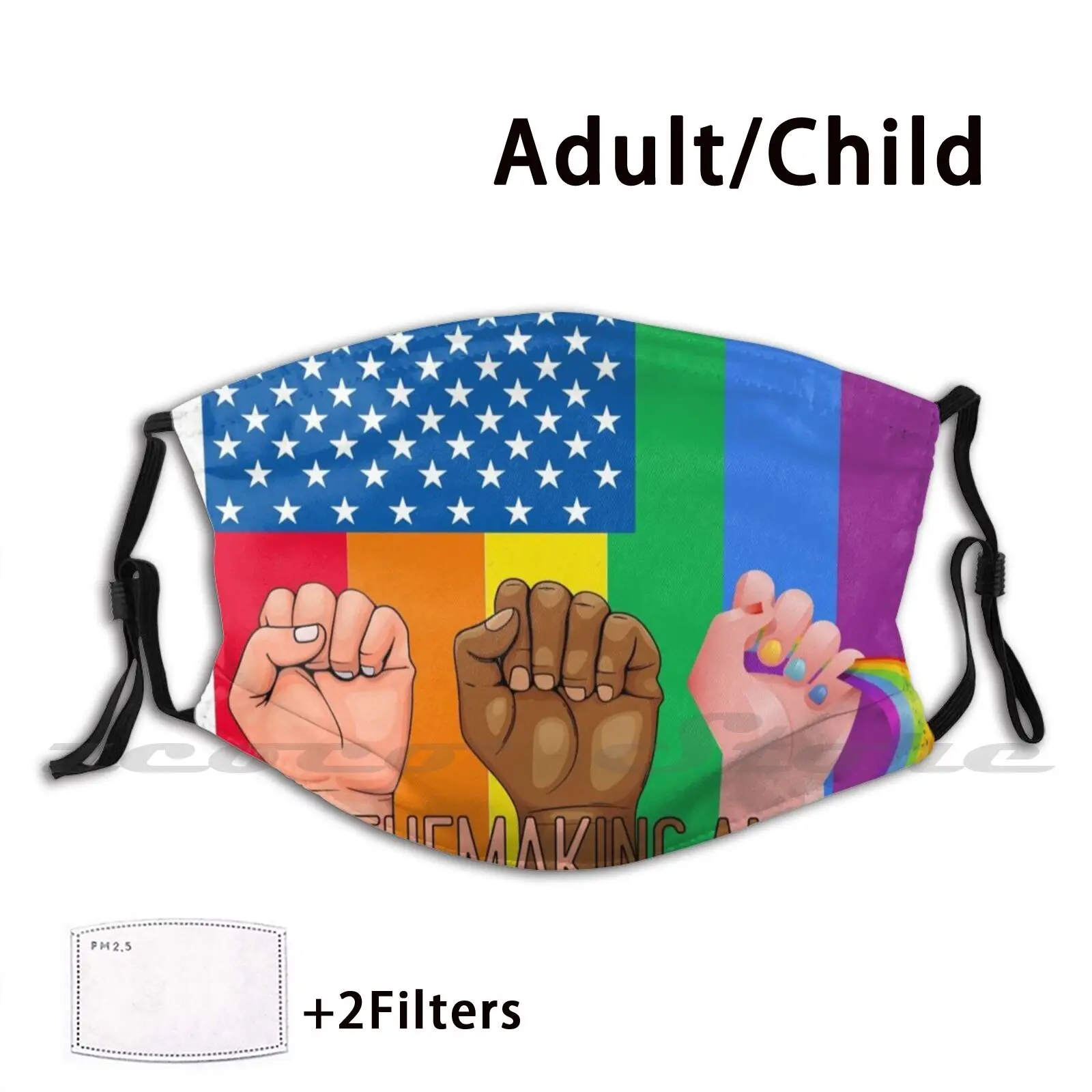 Together Making America Great Again Mask Cloth Washable Diy Filter Pm2.5 Adult Kids Rise Black Lives Matter America Single