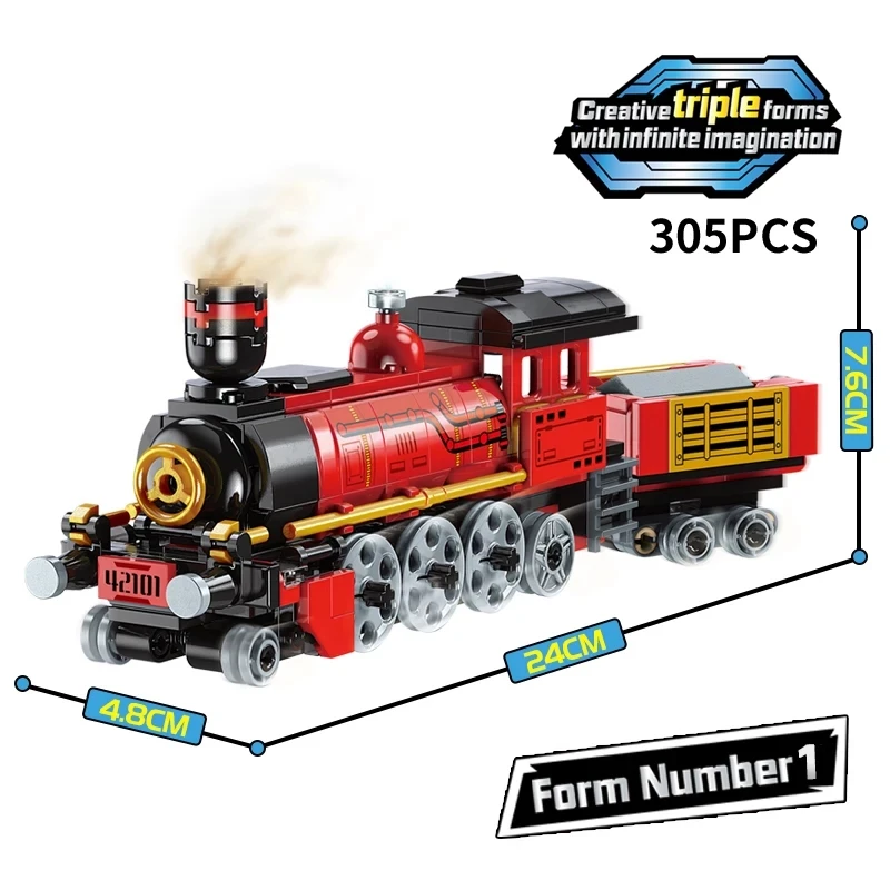 New High-Tech 305PCS Christmas Country City Train Motor Building Block Toys 3in1 Deformation Set Bricks Car for Children Gift