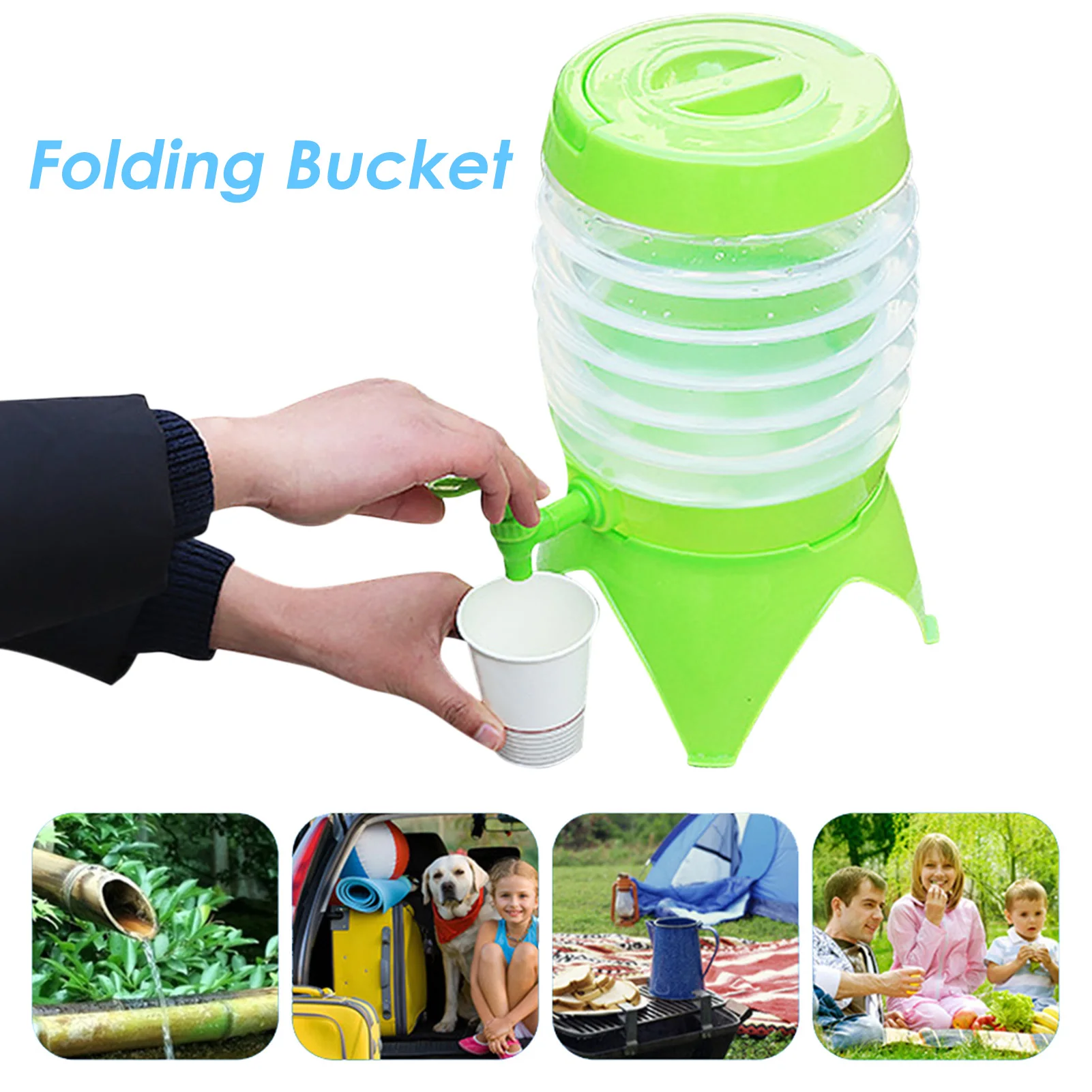 3.5L Car Water Bucket Outdoor Foldable Water Storage Bucket Car Portable Storage Tank Tank Kitchen Plastic Bucket With Faucet