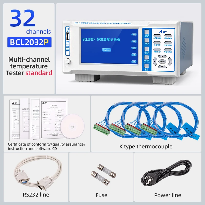 A-BF Multi-channel Temperature Recorder 5 inch 7 inch Full screen Touch Industrial 8 Way 16 Way 32 Way Temperature Record Table