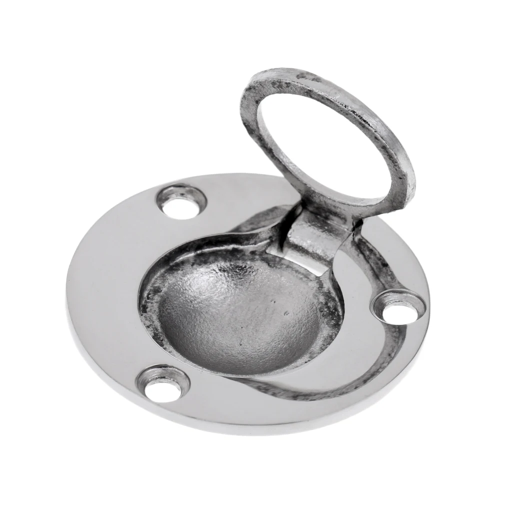 Boat Marine Stainless Round Flush Fitting Lift Ring Hatch w/ Pull Handle