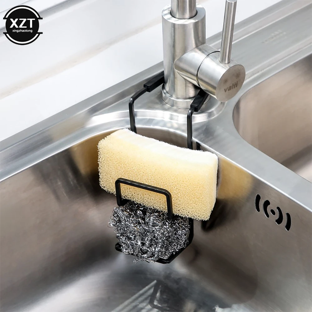 NEW Iron Sink Drain Rack Faucet Hanging Sponge Storage Soap Stand Dish Cloth Shelf Drying Holder Household Storage Organizer