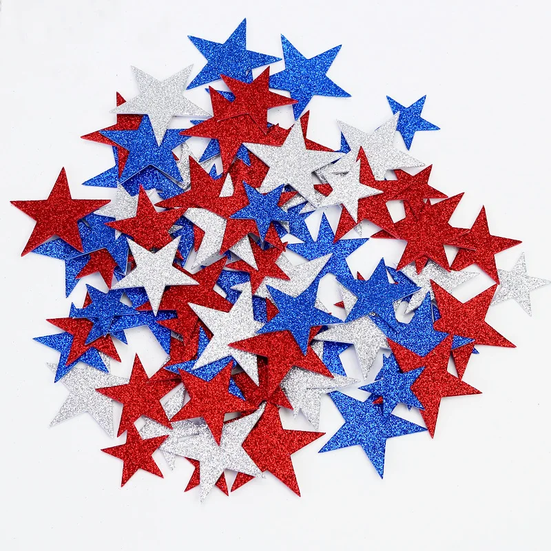 Color Star Glittering Effect Wall Stickers Kids Baby Rooms Festival For Home Decoration Tri-Color Foam DIY Self Adhesive Decals