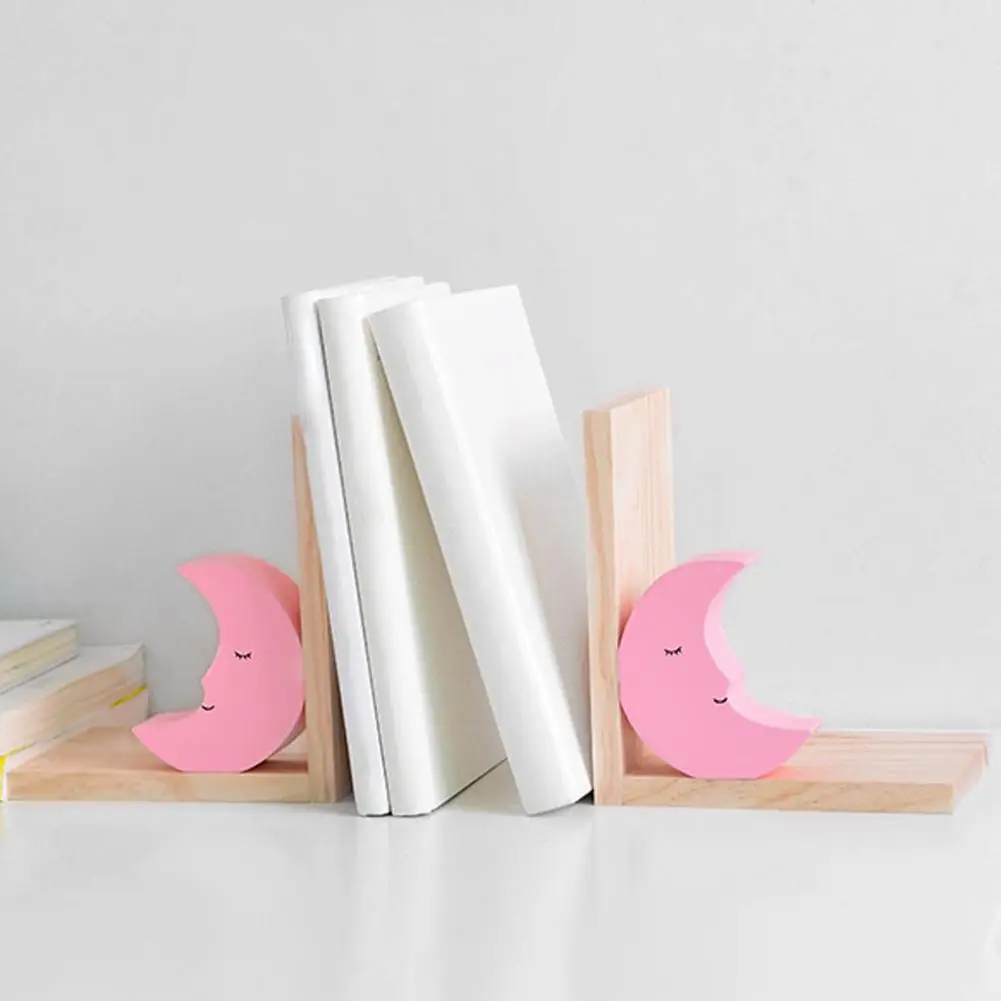 Bookends Book Storage Space-Saving ไม้ Decor ตกแต่งปฏิบัติ Bookshelf Decor ชั้นวางหนังสือ