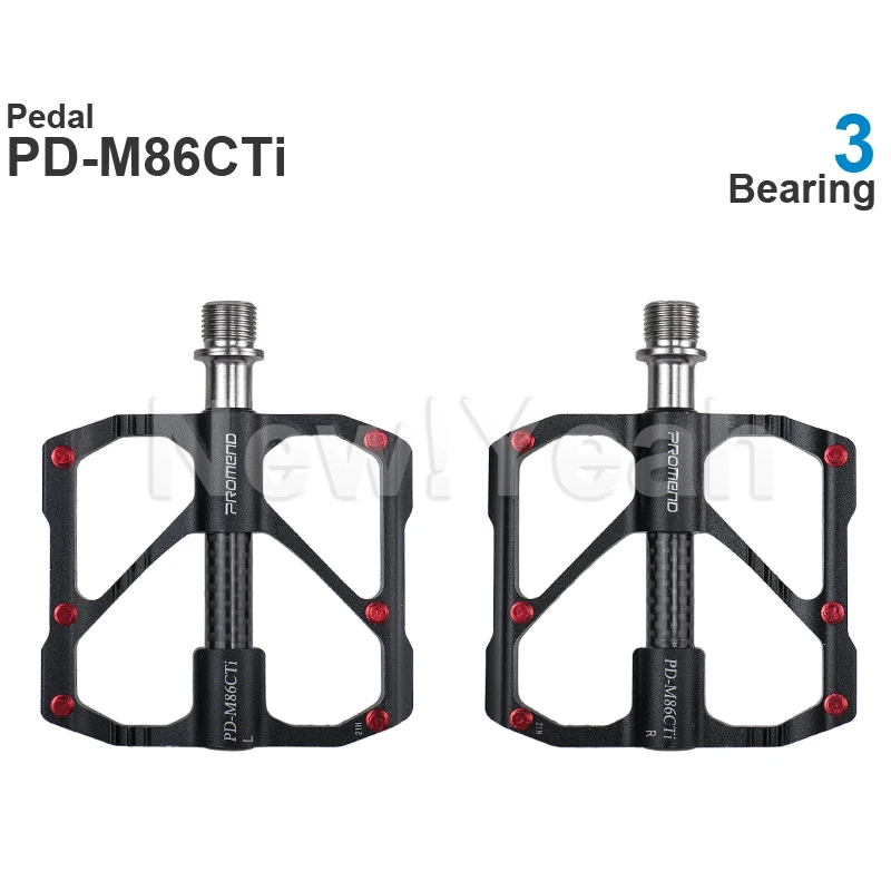 Promend MTB Ultralight Anti-Slip Aluminum Alloy Pedal PD-M86CTi 3 Bearing Black / Ti / Red