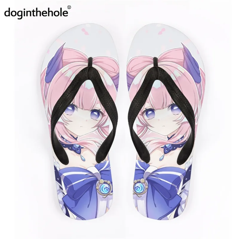 Doginthehole 2021 Anime Kawaii Home Slipper For Girl Genshin Impact Women Indoor Comfort Flip Flops Manga Flat Slide Sandals