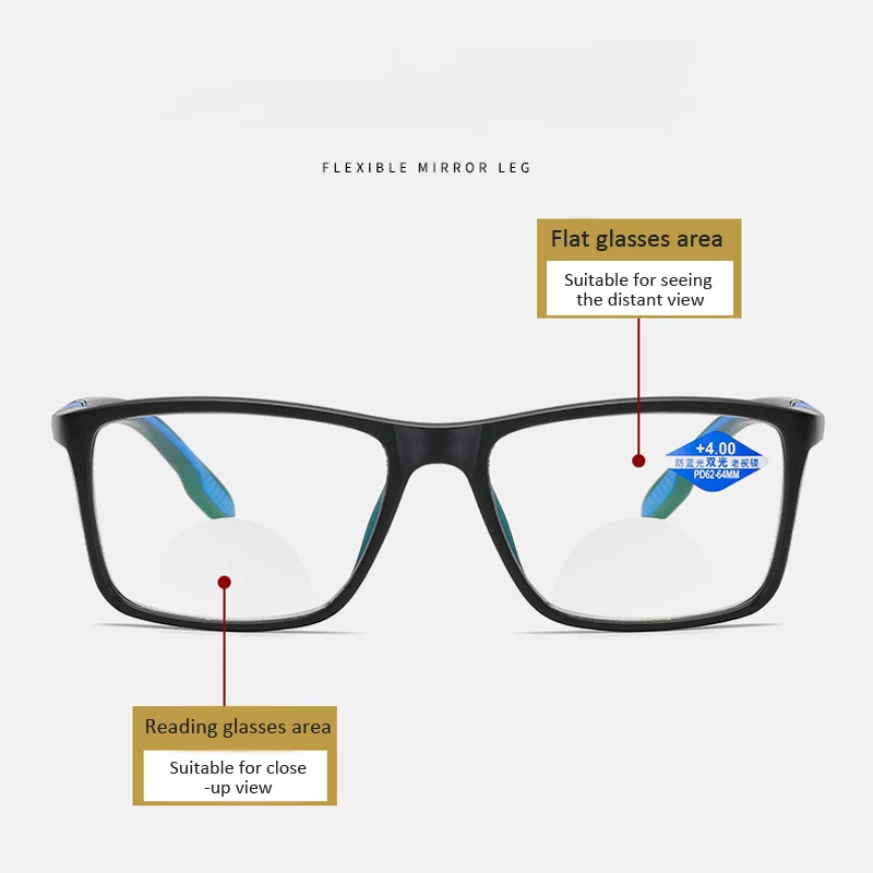 Elbru Anti-blue Light Reading Glasses Fashion Flexible Multifocal Presbyopic Glasses Ultralight Computer Goggle+1.0 1.5 2 2.5 4 image 2