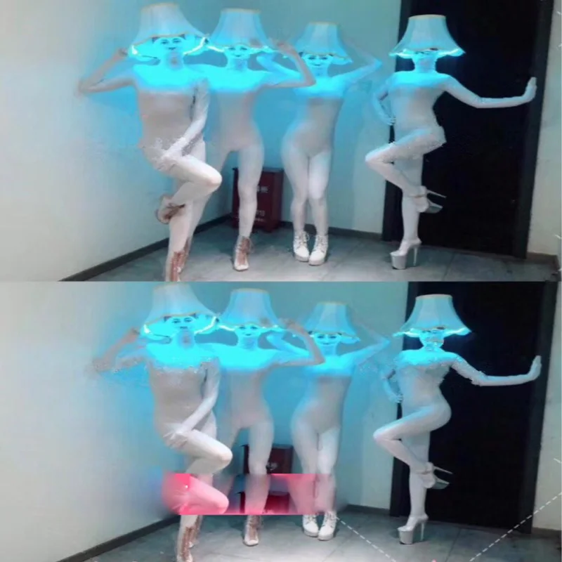 

RGB color change Nightclub bar female singer dance team stage show costume table lamp headgear white party costumes