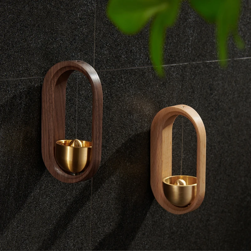 Creative Windchime Solid Wood Brass Refrigerator Door Wind Bell Vintage Magnetic Doorbell Gift Home Decor Restaurant Supplies