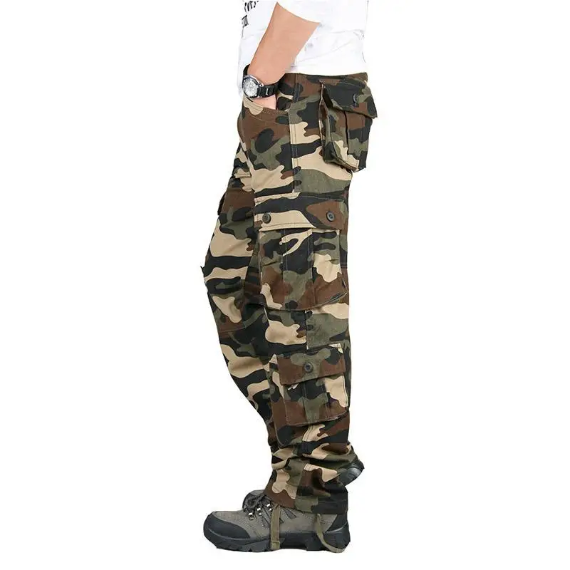 Men\'s Camouflage Pants Tactical Cargo Pants Work Overalls Outdoor Sports Hiking Hunting Trousers Cotton Heavy Durable