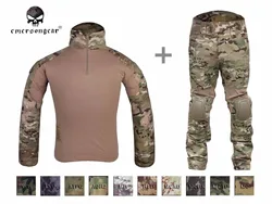 Emersongear Gen2 BDU Airsoft Combat Suit Tactical Shirts Pants with Elbow Knee Pads Hiking Hunting Uniform Set Clothes
