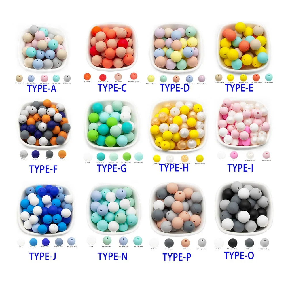 Cute-idea 9/12/15/19mm 50PCs/lot Silicone Beads Teether Pacifier Chain Accessories Handmade Baby Product Toy Teething BPA Free