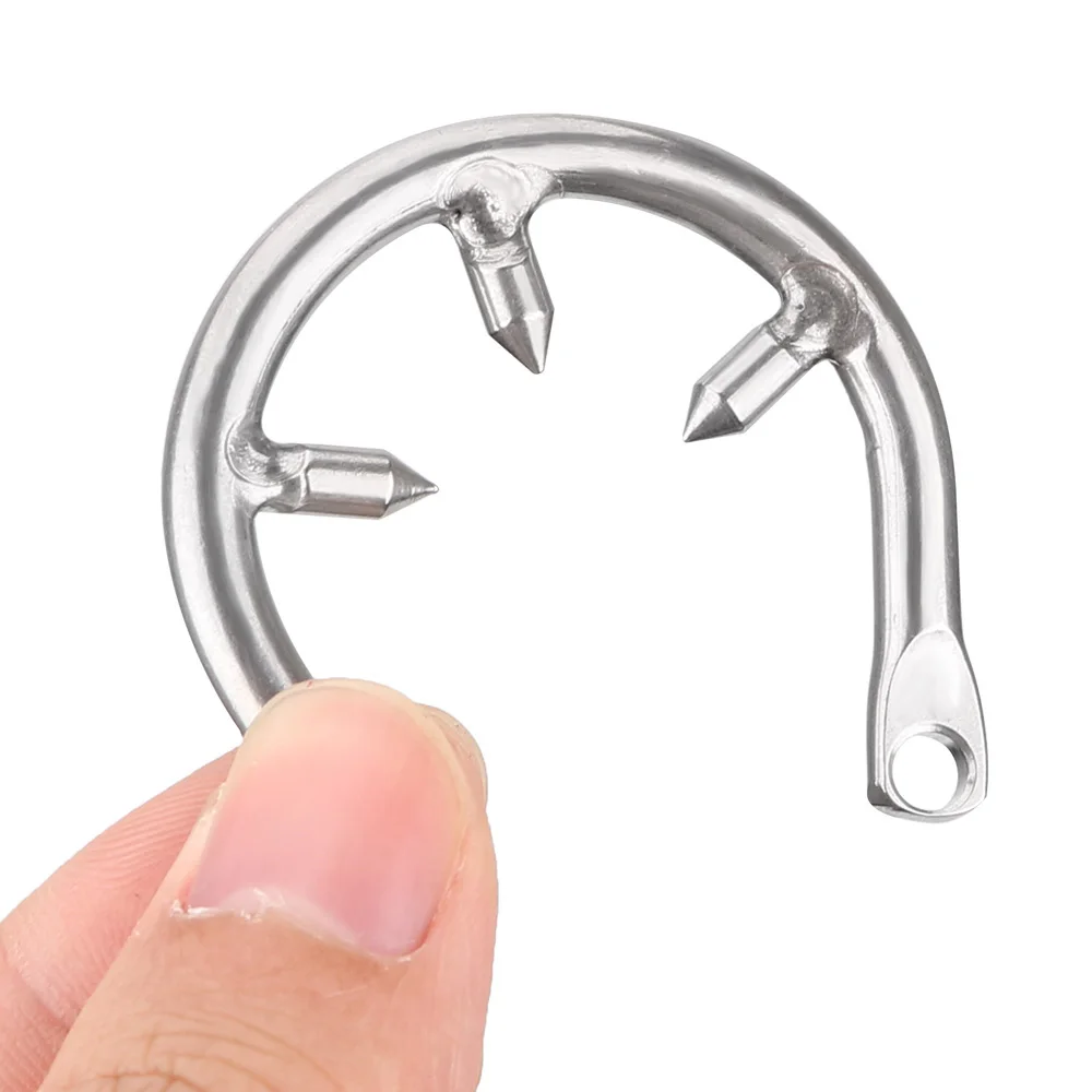 Stainless Steel Spikes Penis Ring For Men Cock Stretcher Testis Lock Anti-erect Chastity Cage Device Bondage Set Sex Toys Erotic