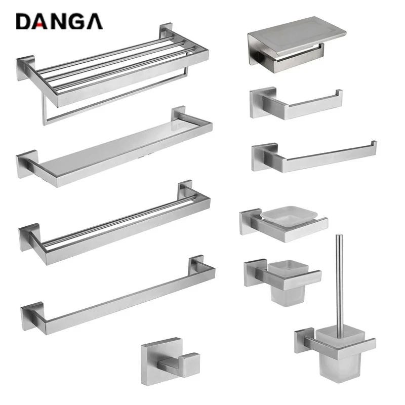 

Stainless Steel Bathroom Hardware Set Bathroom Accessories Black Towel Rail Bar Rack Towel Bar Shelf Towel Holder