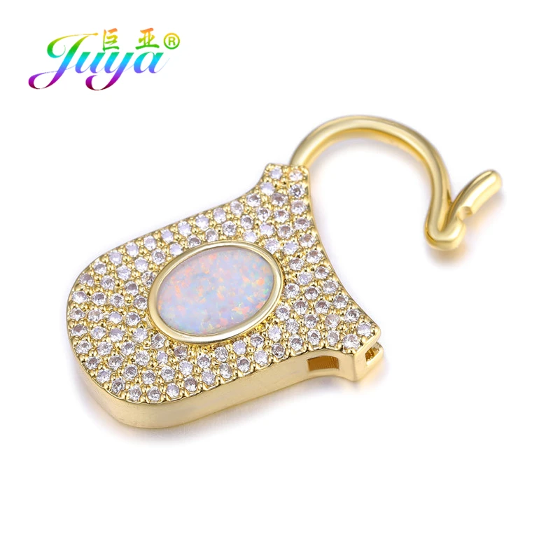 Juya DIY Love Heart Pendant Locks Supplies Handmade Metal Locket Lock Clasps Accessories For Pendant Needlework Jewlery Making