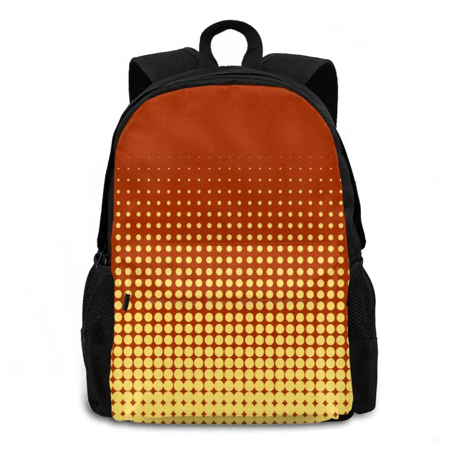 Orange And Yellow Circle Gradient Teen College Student Backpack Laptop Travel Bags Workout Pants Air Force One Trending Burnt