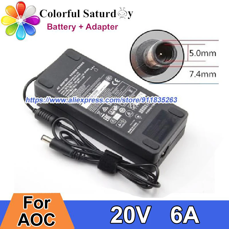 For AOC AG271QG PD2710QC AG27LM00027 AG271QX Power Adapter 20V 6A ADPC20120 For BENQ EX3203R EX3501R EX3501T EX3501-T Charger