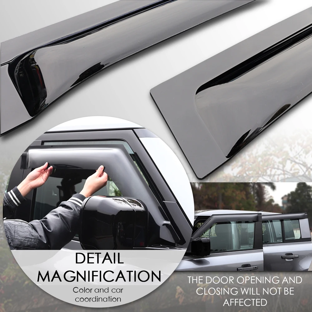 4Pcs Windows Vent Visors Rain Guard Sun Shield Deflectors  For Land Rover Defender 110 130 2020 Car Accessories