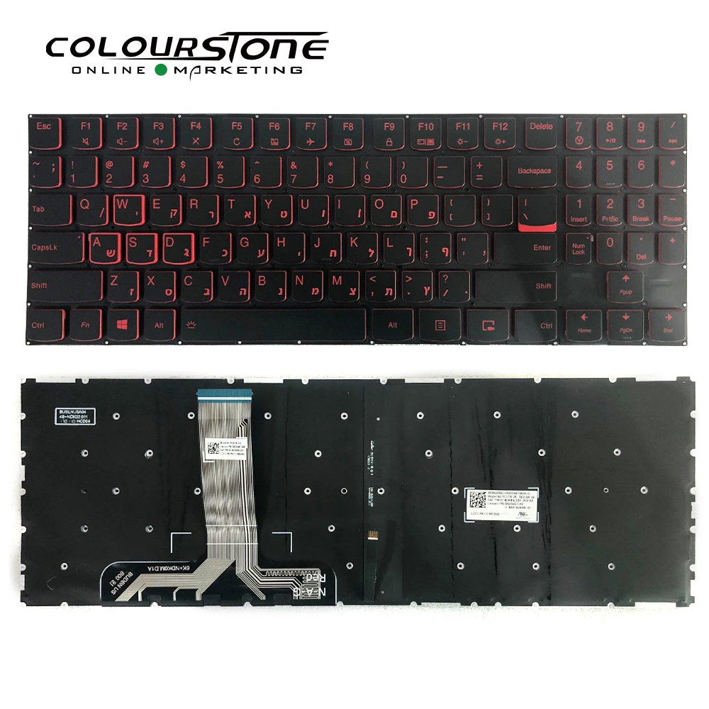 

HB Hebrew Backlit Keyboard For Lenovo Legion Y520 Y520-15IKB Y720 Y720-15IKB R720 R720-15IKB 15 15IKB 9Z.NDKBN.D01