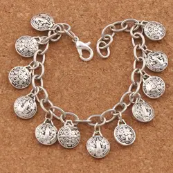 Saint St Benedict Medal Charm Bracelets Stainless Steel Chains Bracelet 7