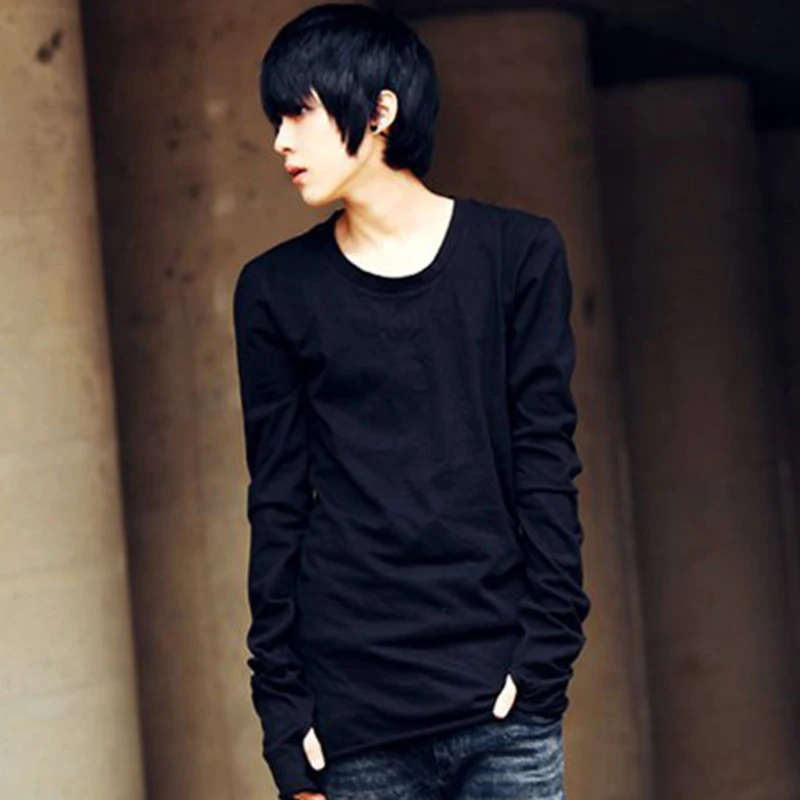 Men's T-shirts Korean version of spring mittens round neck long sleeve T-shirts large size fashion casual trend