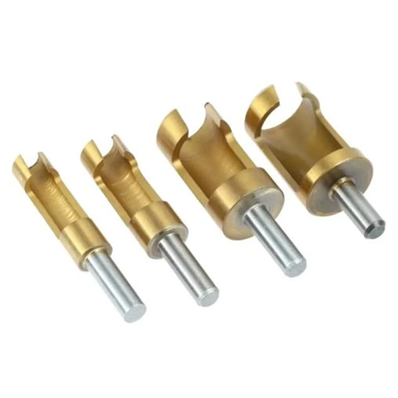 4ชิ้น/เซ็ตไทเทเนียมเคลือบShank Barrel Cork Drill Bitตัดเบื่อHole TenonเจาะรูSaw Arborsงานไม้เครื่องมือ