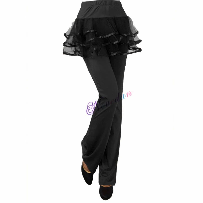 Pantalon de danse latine professionnel avec jupe pour femme, salsa, tango, rumba, samba, salle de Rh, carré, femme, nouveau