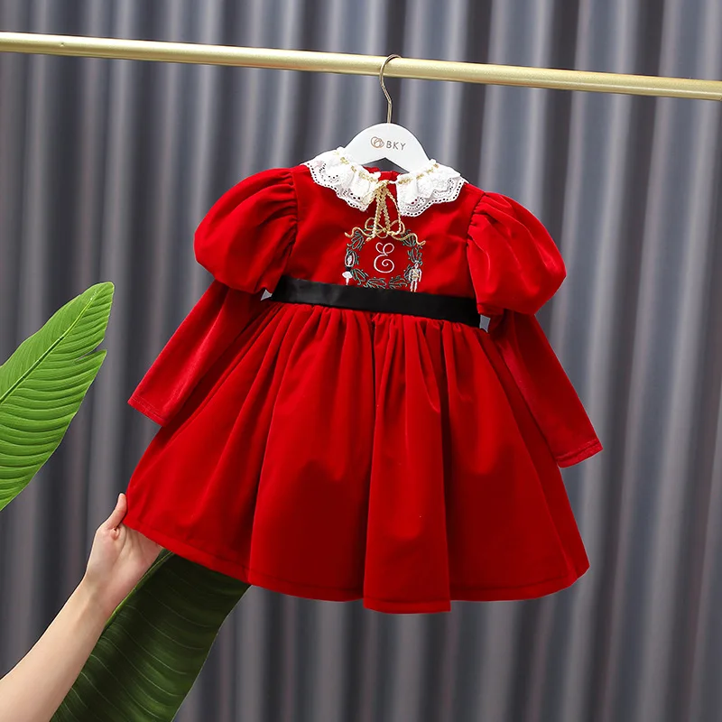 New Year Vestidos Baby Girl Lolita Red Dress Children Spanish Princess Dresses Infant Embroidery Ball Gown for Girls Christmas