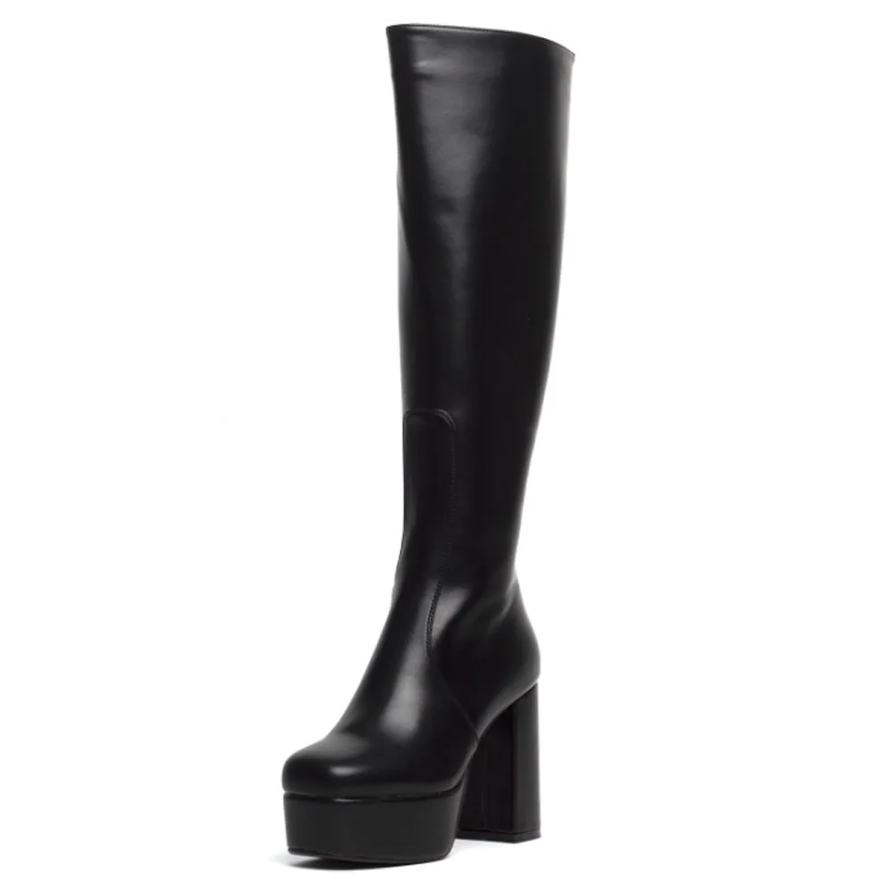 DoraTasia Big Size 35-43 Female 2021 Autumn Women's Boots Platform Thick High Heels Knee High Boots Concise Simple Shoes Woman