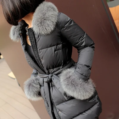 fox natural Winter luxury fur duck jacket women 2020 new Europe fashion long parkas female 20% down jackets and coats S4401