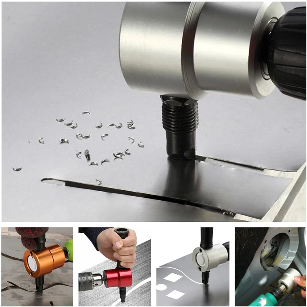 Metal Sheet Cutter Double Head Iron Nibbler Cutting Power Tools Electric Drill Attachment Accessories Car Plate Punch Scissors