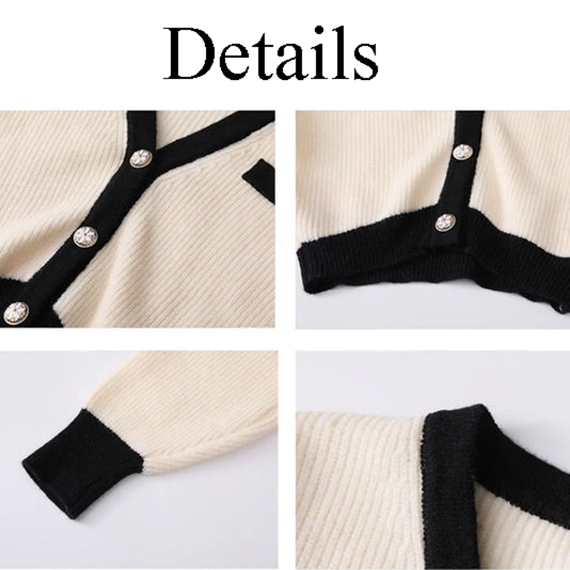 Cropped Cardigan Women Patchwork Knitting Spring Vintage Design Temperament French Leisure Simple Cozy Popular Feminine Trendy