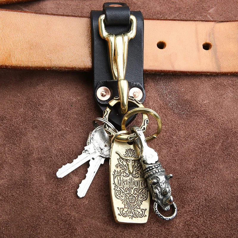 Handmade Genuine Leather Keychain For Men and Women Car Keychain Wallet Pocket Waist Holder Keyrings