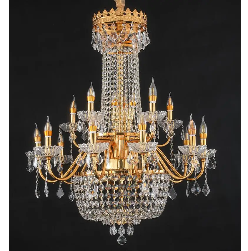 الحديثة الذهبي K9 كريستال أضواء الثريا D85cm H100cm E14 LED تركيبات إضاءة غرفة المعيشة avize بريق 90 ~ 240 فولت مصابيح متدلية